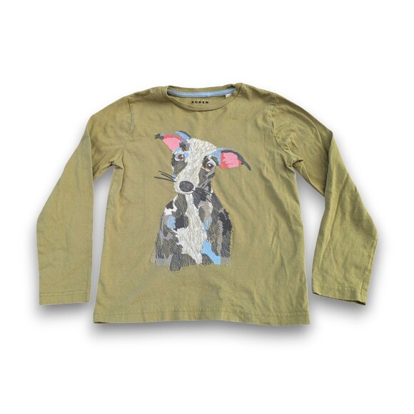 Mini Boden Other - MINI BODEN Green Dog Super Stitch Embroidered Long Sleeve Shirt Kids Boys 7-8